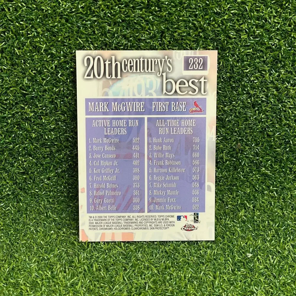 2000 Topps Chrome Mark McGwire #232 Baseball Card 20th Century's Best Cardinals